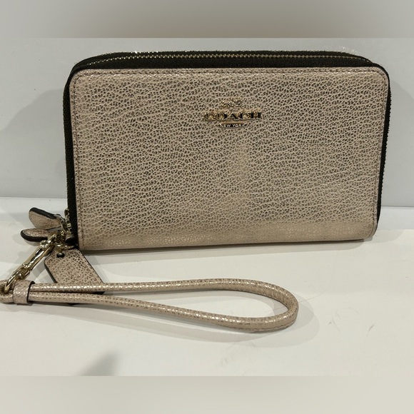 Coach Metallic Gold leather Wristlet wallet clutch - Picture 9 of 9